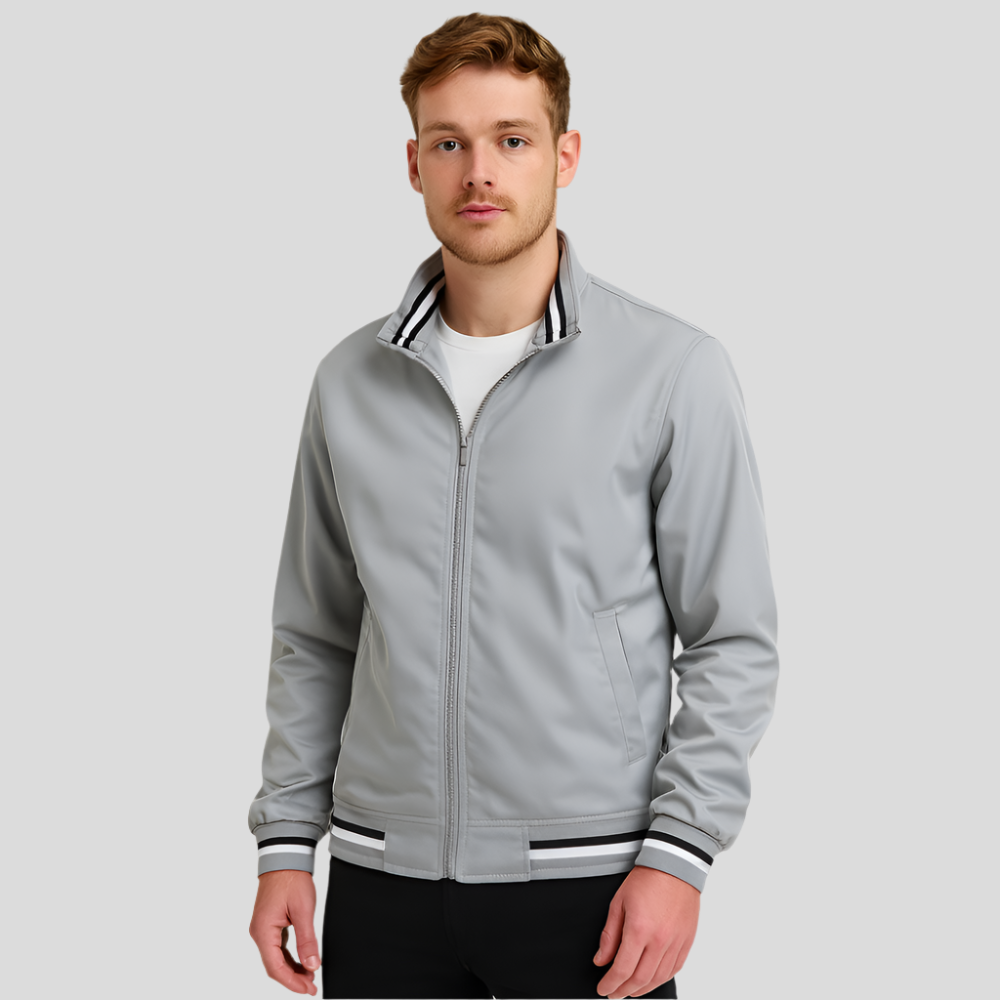 Street-Wave Men's Lightweight Jacket With Contrast Stripes For Urban Style And Versatility