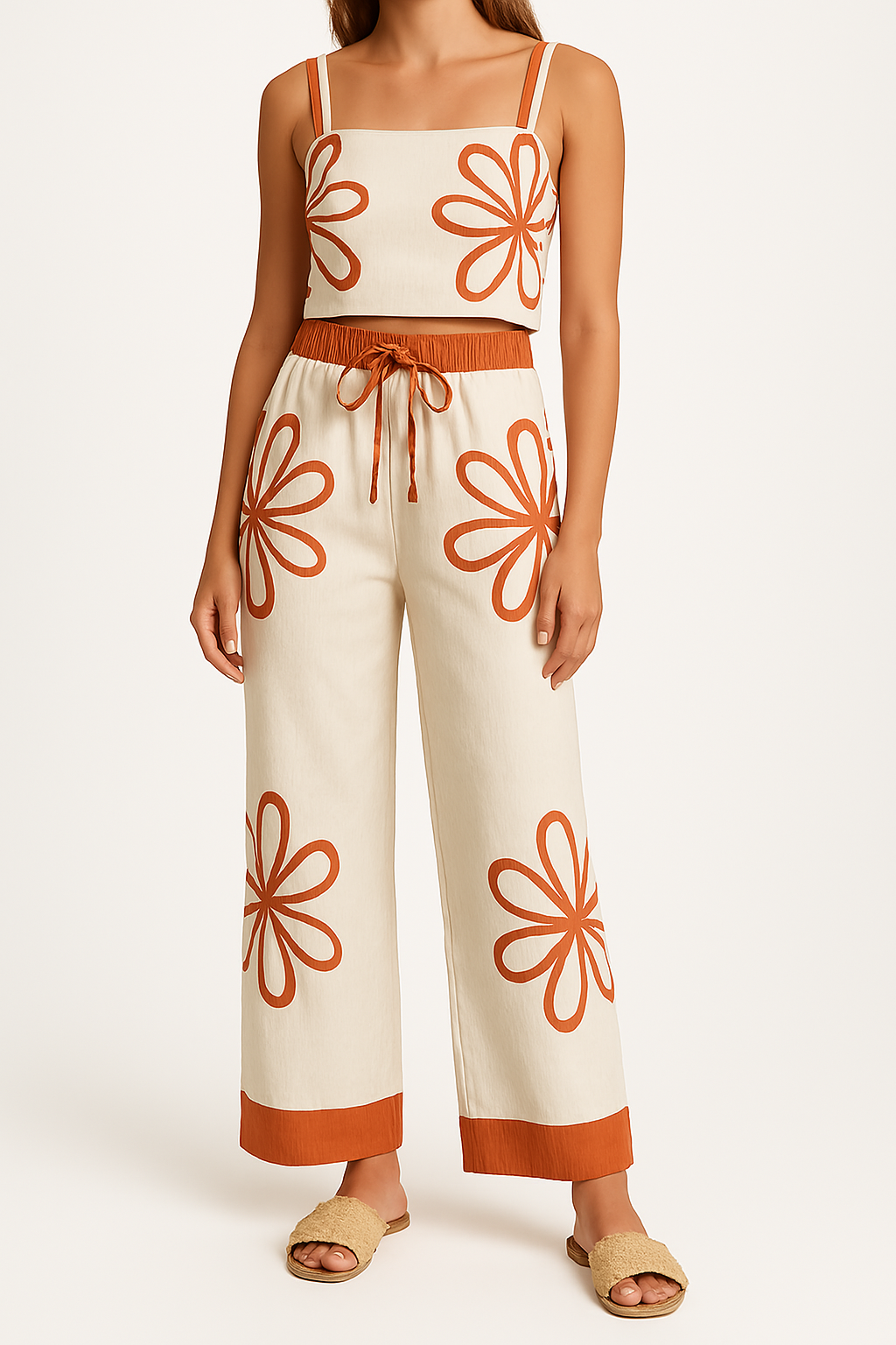 Street Wave Women Cotton Relaxed Fit Set Top And Wide Pants
