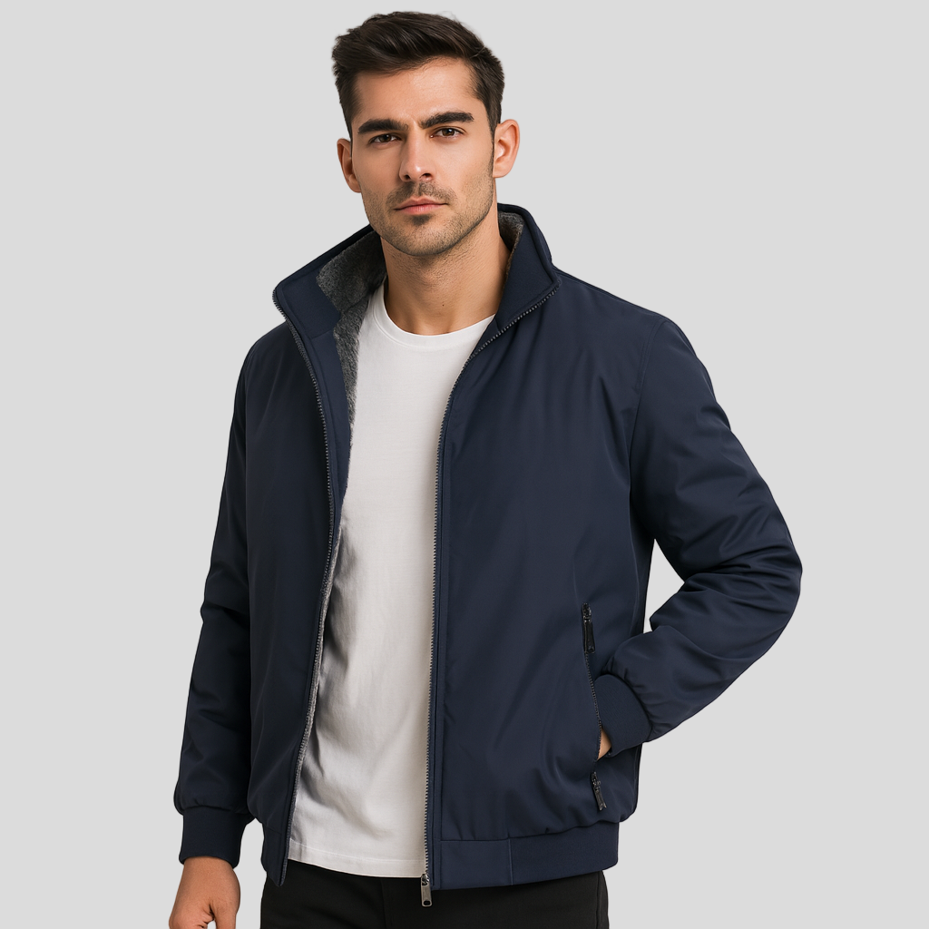 Street-Wave Men's Fleece Jacket With Zip Front Cozy Lined Outerwear For Everyday Layering