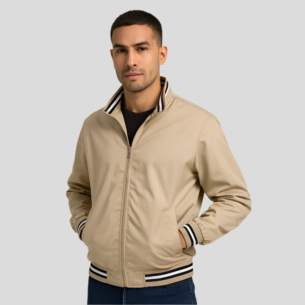 Street-Wave Men's Lightweight Jacket With Contrast Stripes For Urban Style And Versatility