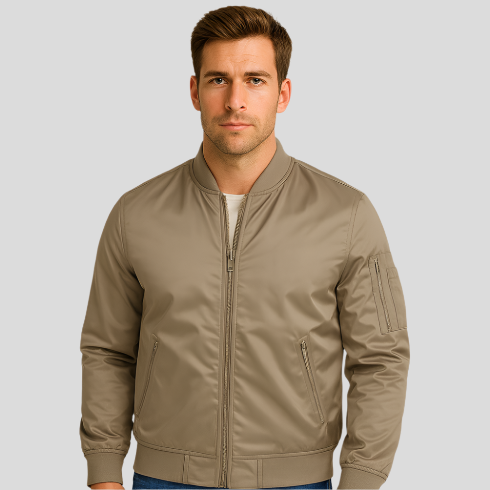 Street-Wave Bomber Jacket For Men With Metal Zippers Eco Friendly Modern Streetwear Style