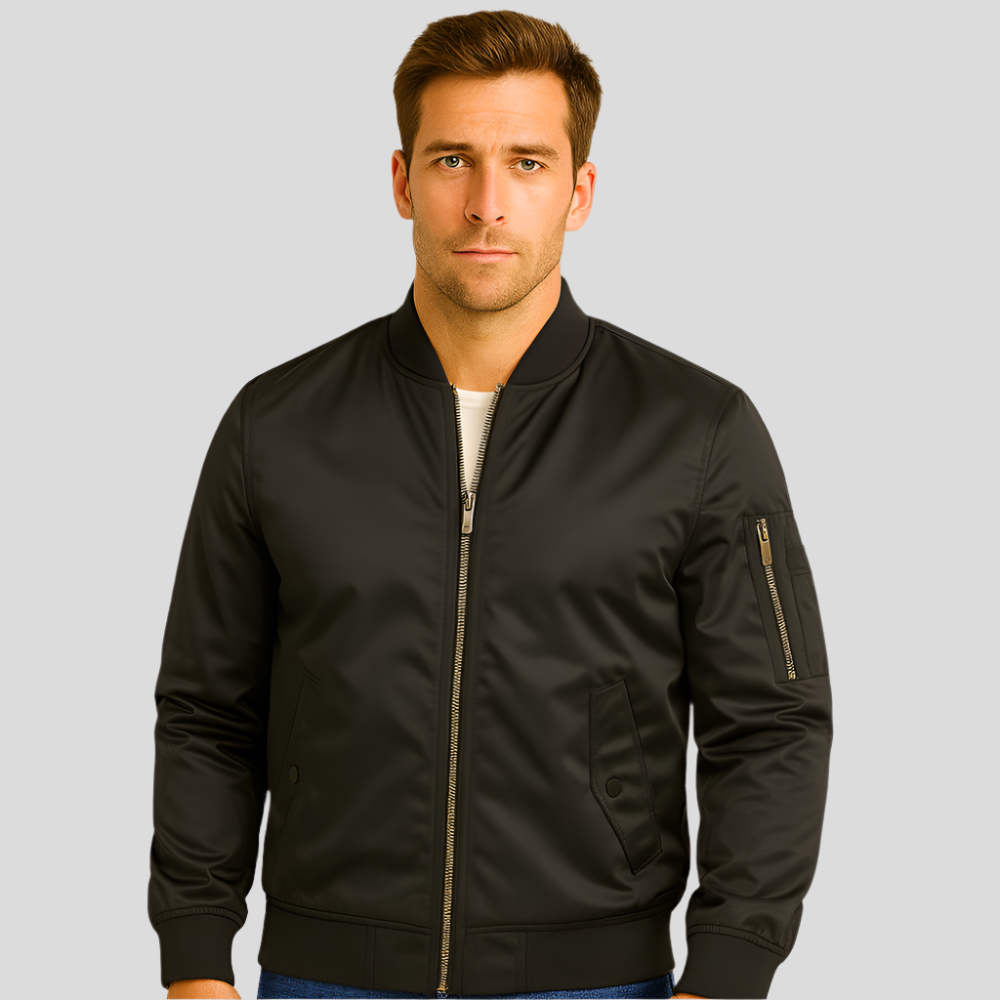 Street-Wave Bomber Jacket For Men With Metal Zippers Eco Friendly Modern Streetwear Style