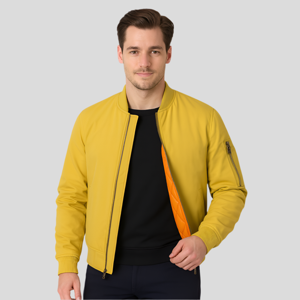 Street-wave Men Bomber Jacket With Cozy Inner Lining For Urban Style And Comfort