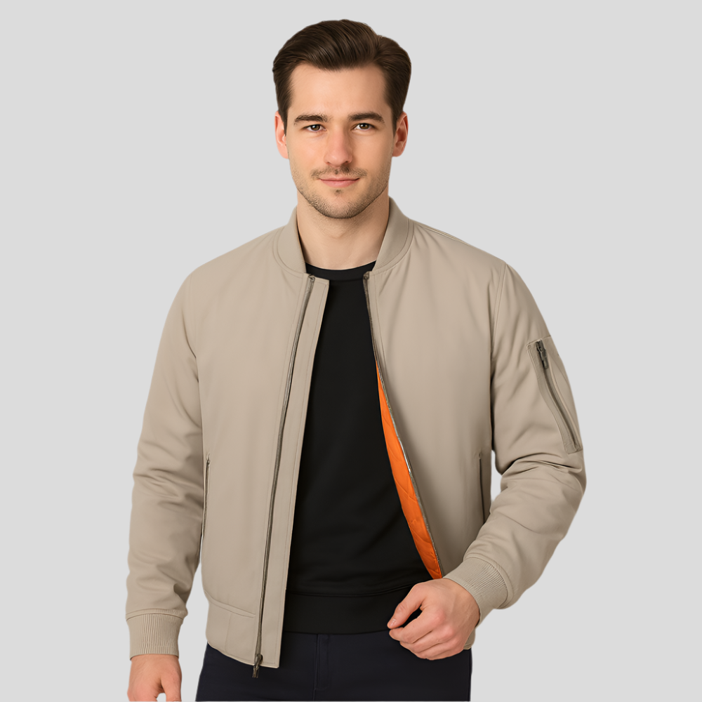 Street-wave Bomber Jacket With Inner Lining For Modern Urban Men Premium Versatile Outerwear