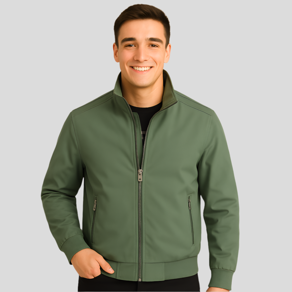 Street-Wave Lightweight Zip-Up Jacket For Men, Classic Everyday Wear, Modern Fit