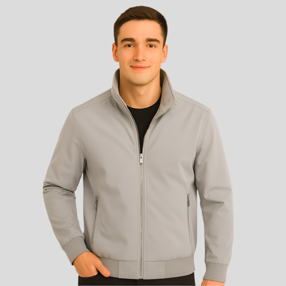 Street-Wave Lightweight Zip-Up Jacket For Men, Classic Everyday Wear, Modern Fit