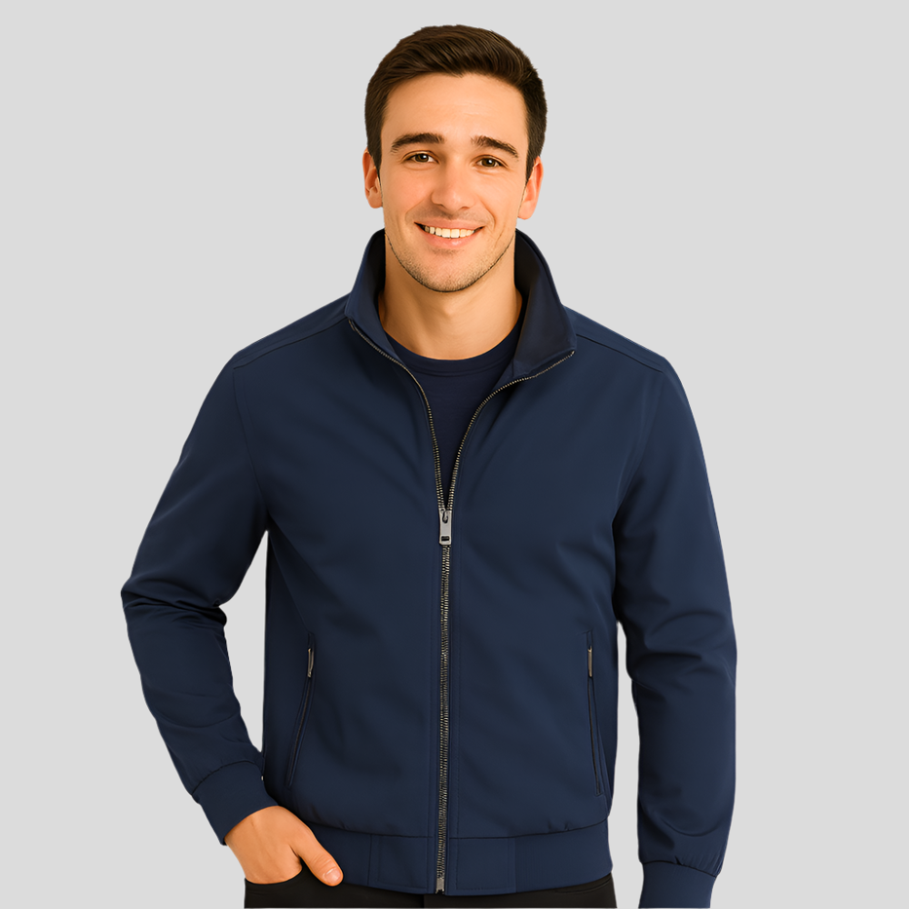 Street-Wave Lightweight Zip-Up Jacket For Men, Classic Everyday Wear, Modern Fit