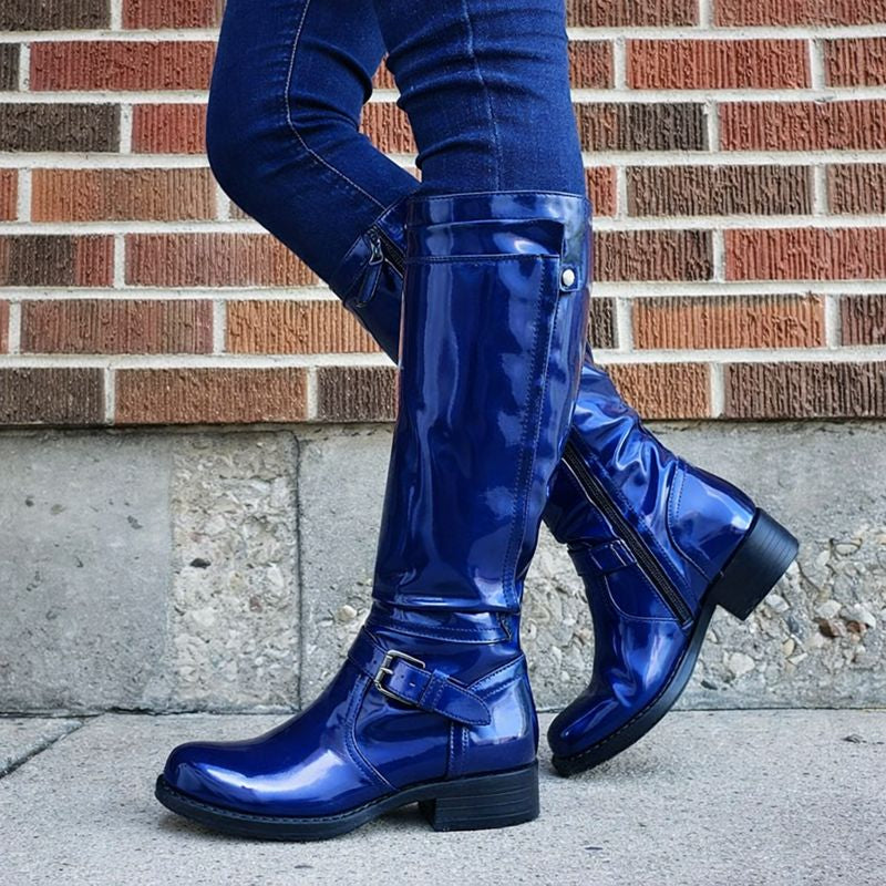 Women's Knee-High Boots with Round Toe and Versatile Design