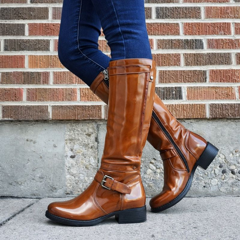 Women's Knee-High Boots with Round Toe and Versatile Design