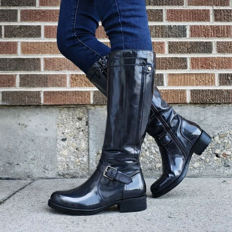 Women's Knee-High Boots with Round Toe and Versatile Design