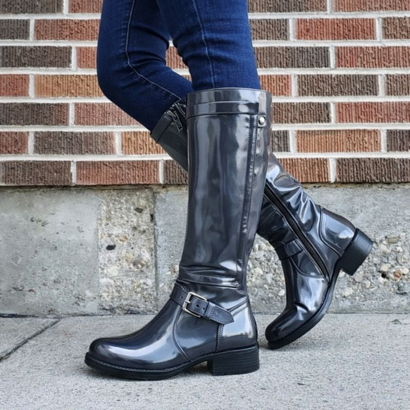 Women's Knee-High Boots with Round Toe and Versatile Design