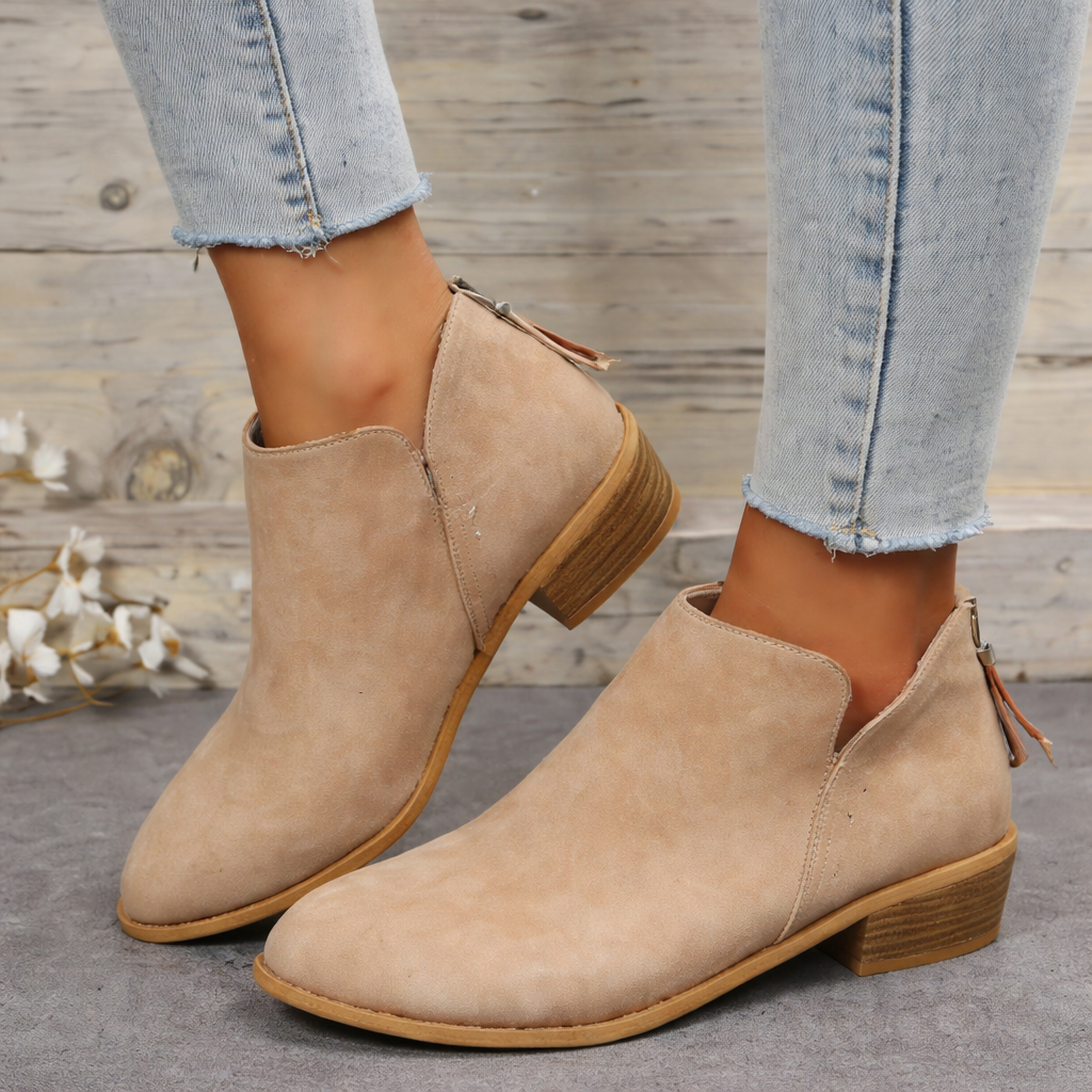 Women's Ankle Boots with Block Heel and Versatile Style
