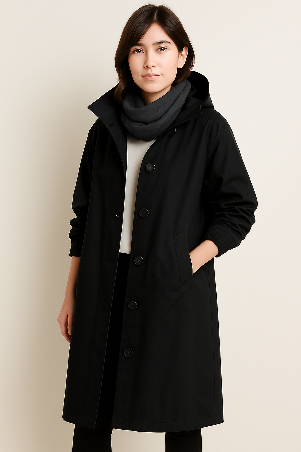 Street-wave Hooded Trench Coat for Women Weatherproof Comfort and Everyday Style