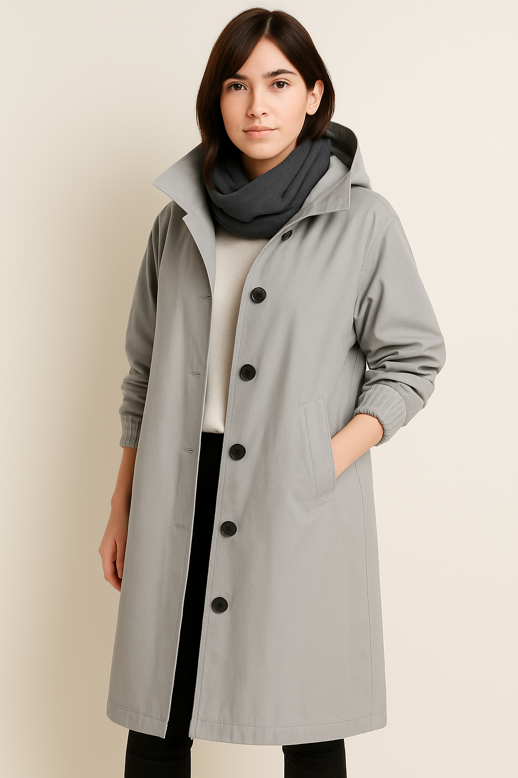 Street-wave Hooded Trench Coat for Women Weatherproof Comfort and Everyday Style