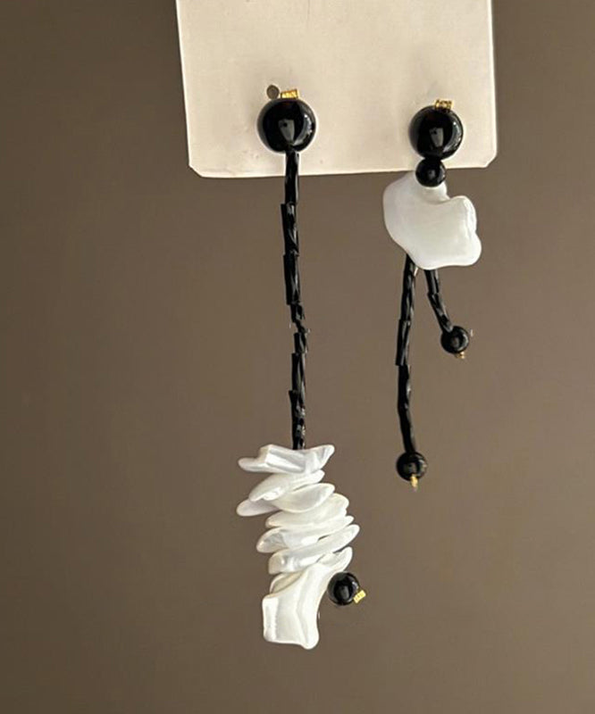 Boucles d'oreilles pendantes asymétriques en alliage noir chic avec pampilles - Street-Wave