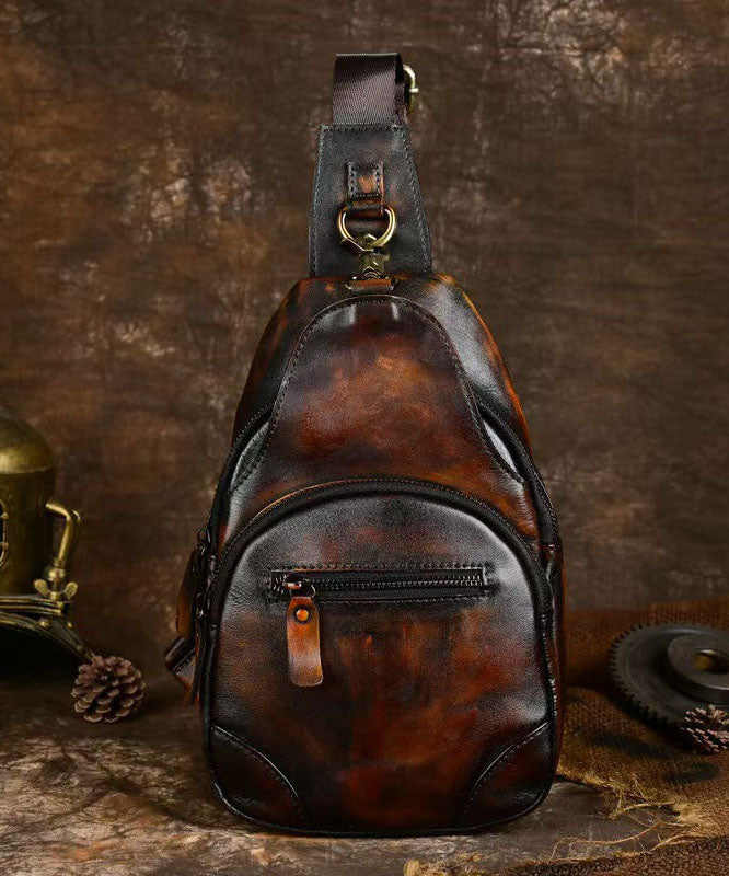 Sac à dos pour homme en cuir de veau marron chic et polyvalent - Street-Wave