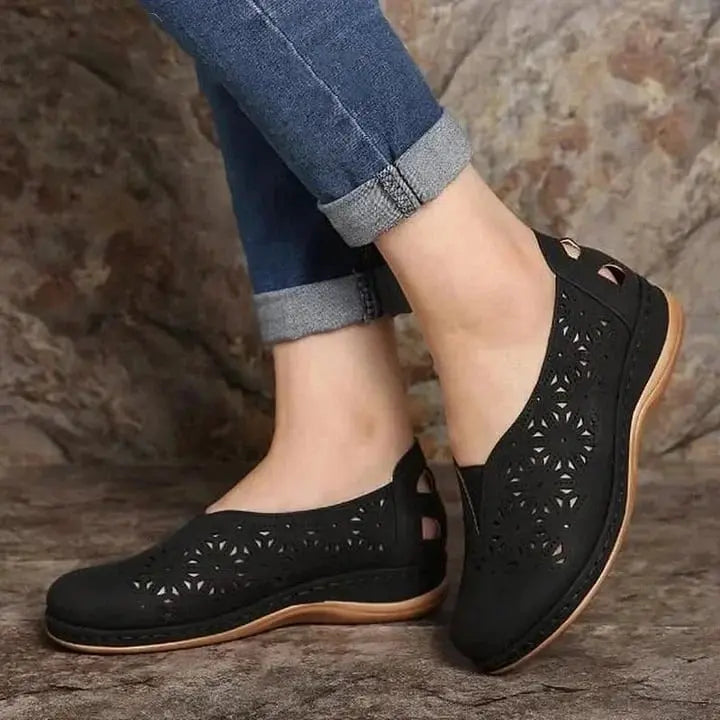 Chic Cutout Slip On Shoes Women StreetWave Low Wedge