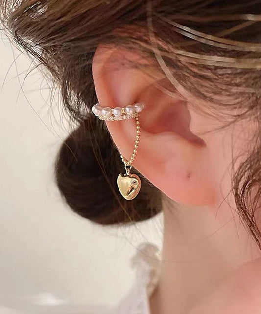 Boucles d'oreilles pendantes chics en or, cuivre doré, zircon et perles Love Tassel - Street-Wave