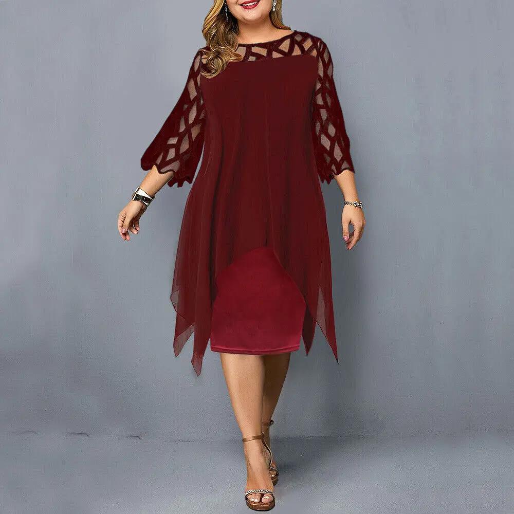 Plus Size Midi Dress Street Wave Versatile Day To Night