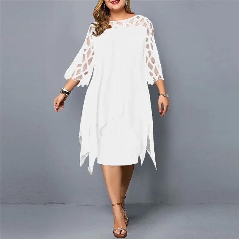 Plus Size Midi Dress Street Wave Versatile Day To Night
