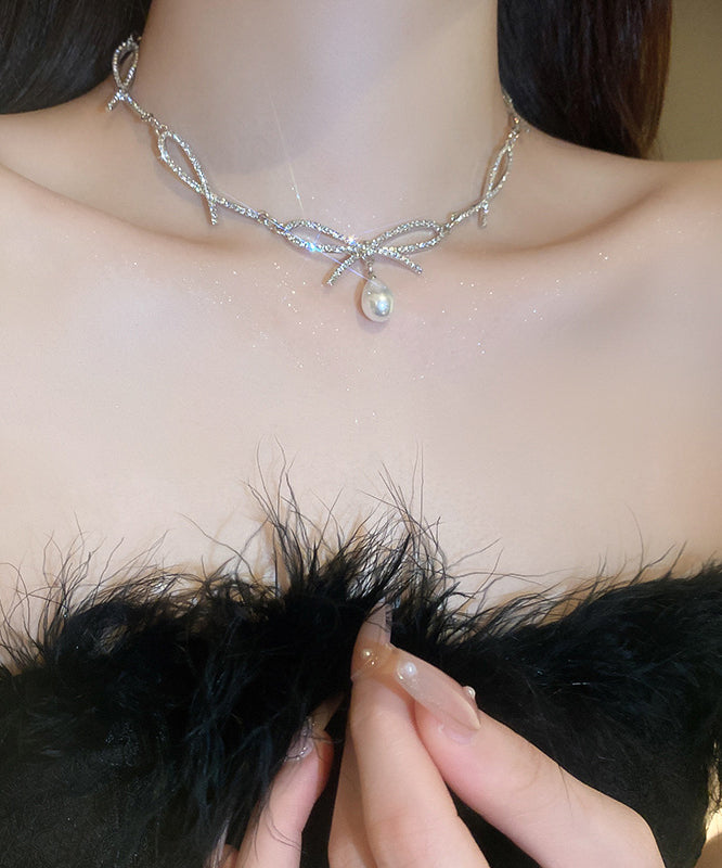 Collier chic avec pendentif en alliage de soie et perles en zircon - Street-Wave