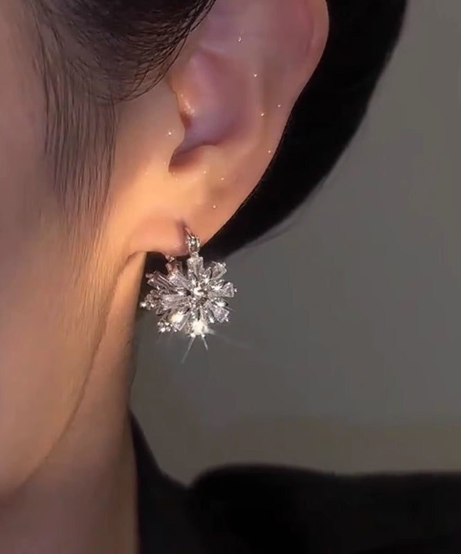 Boucles d'oreilles créoles flocon de neige chic en soie, cuivre et zircon - Street-Wave