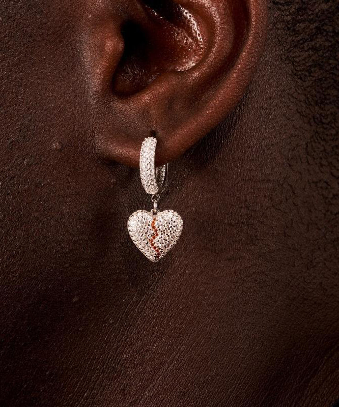 Boucles d'oreilles pendantes en argent sterling en forme de cœur brisé Chic Silk - Street-Wave