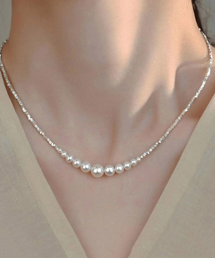 Collier princesse chic en argent sterling blanc avec perles cassées - Street-Wave