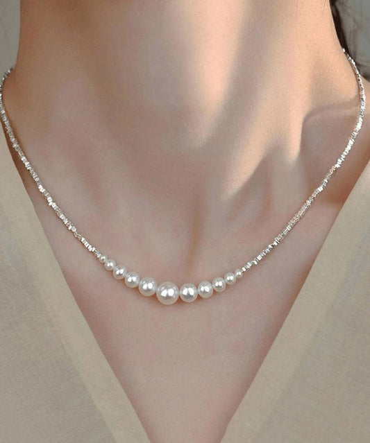 Collier princesse chic en argent sterling blanc avec perles cassées - Street-Wave
