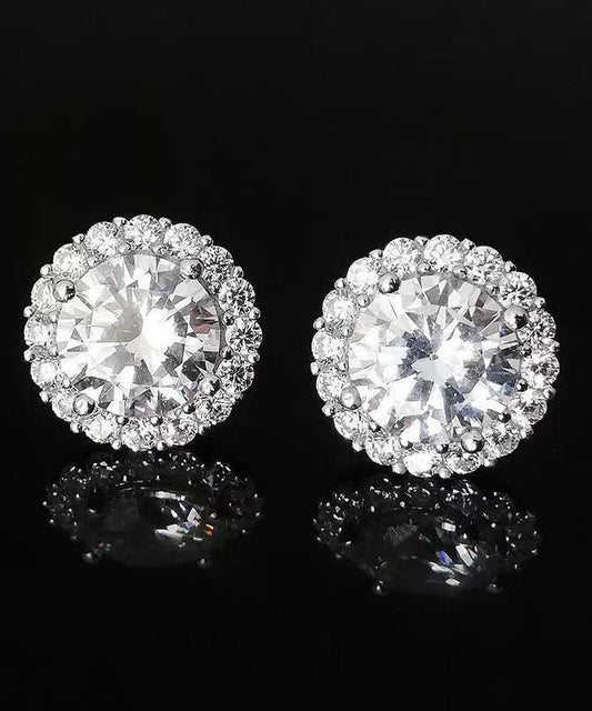 Boucles d'oreilles à tige chics en argent sterling et zircon blanc pour homme - Street-Wave