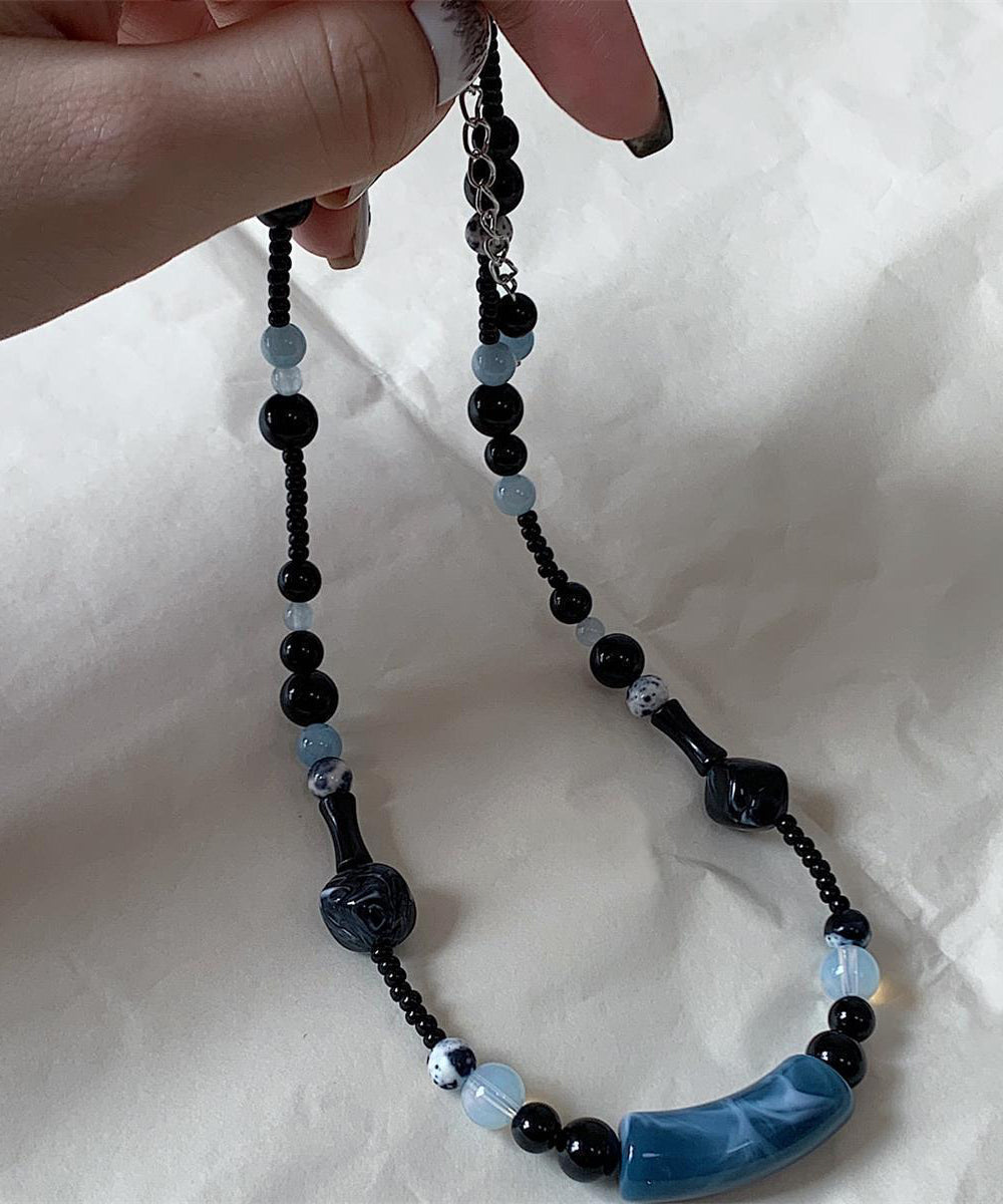 Collier de perles graduées en alliage noir de style chinois - Street-Wave