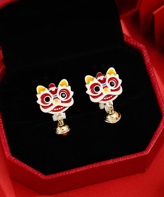 Boucles d'oreilles cloches en émail cuit surdoré de style chinois - Street-Wave