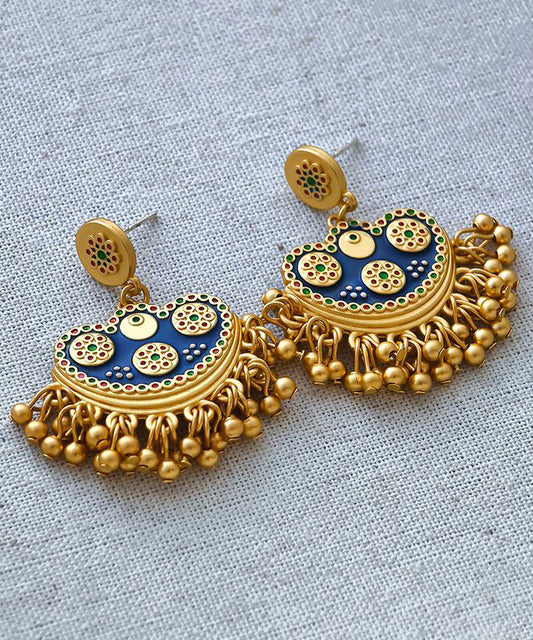 Boucles d'oreilles pendantes en forme de tasse en or antique émaillé de style chinois - Street-Wave