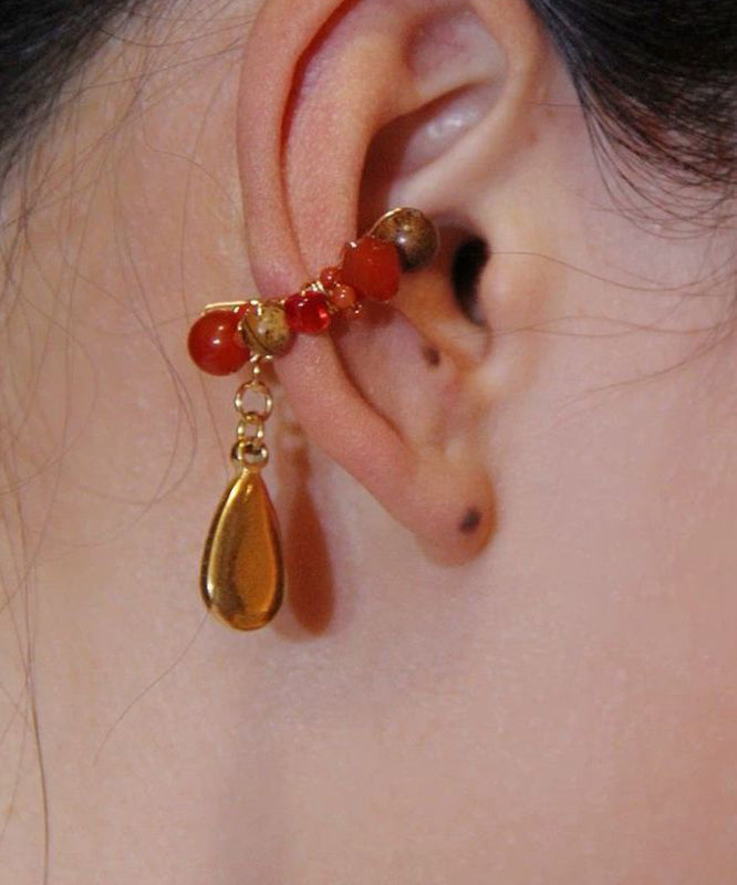 Boucles d'oreilles créoles en forme de goutte d'eau en acier inoxydable doré de style chinois - Street-Wave