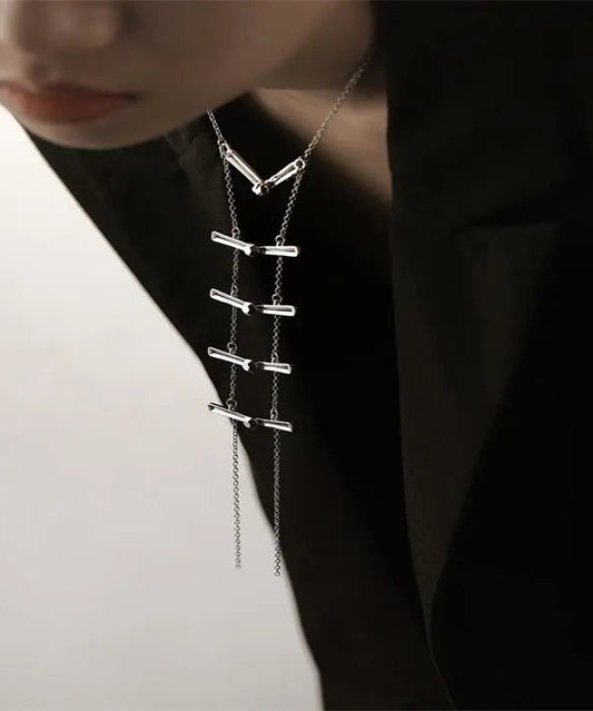 Collier lariat en acier inoxydable et soie de style chinois - Street-Wave