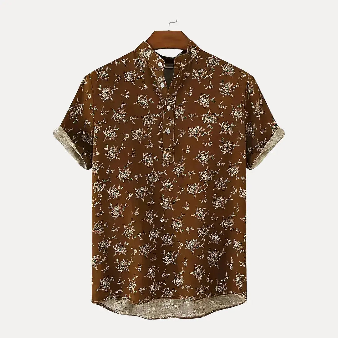 Bay Breeze Floral Short Sleeve Shirt Lightweight Breathable Summer Button Up For Warm Weather