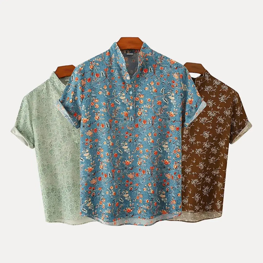 Bay Breeze Floral Short Sleeve Shirt Lightweight Breathable Summer Button Up For Warm Weather