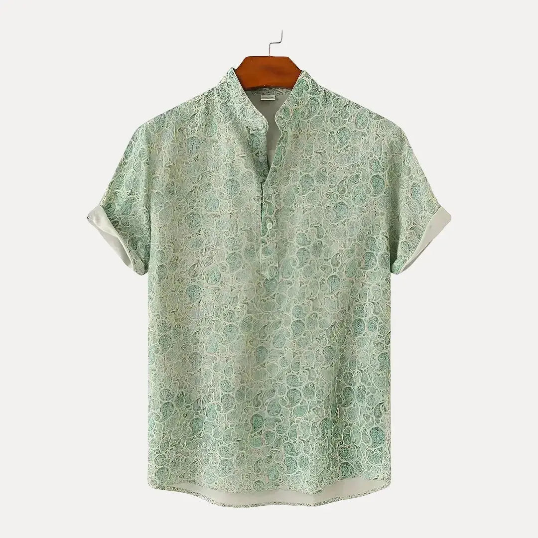 Bay Breeze Floral Short Sleeve Shirt Lightweight Breathable Summer Button Up For Warm Weather