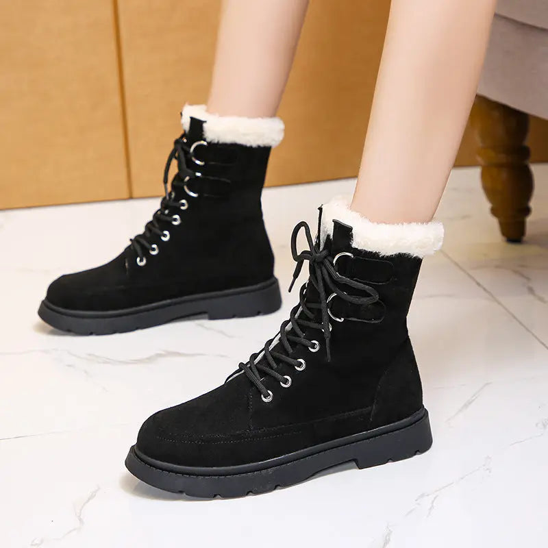 Street-Wave Chunky Heel Ankle Boots Women Warmth And Style