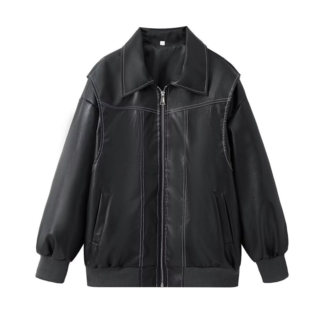 Street Wave Leather Inspired Oversized Coat For Women With Cozy Warmth And Modern Style