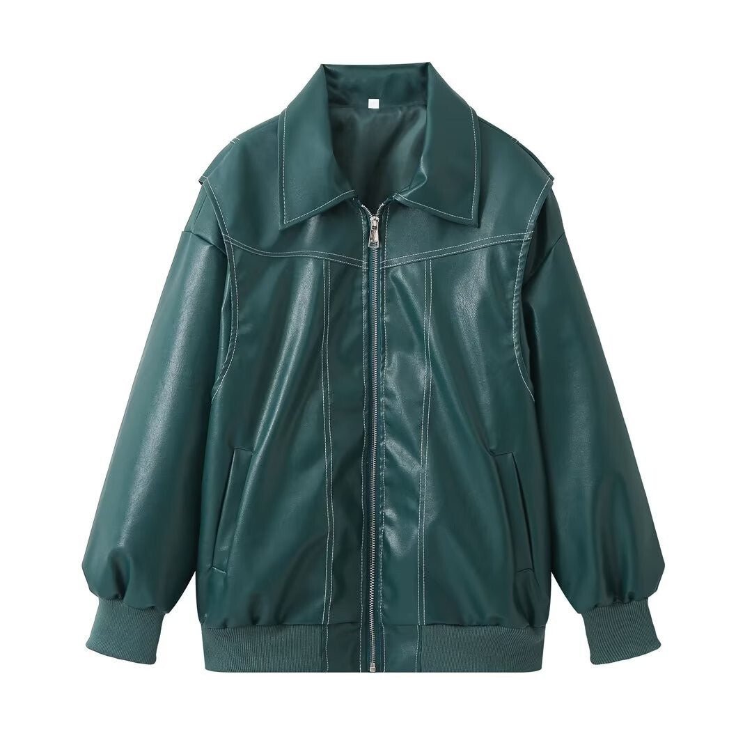 Street Wave Leather Inspired Oversized Coat For Women With Cozy Warmth And Modern Style