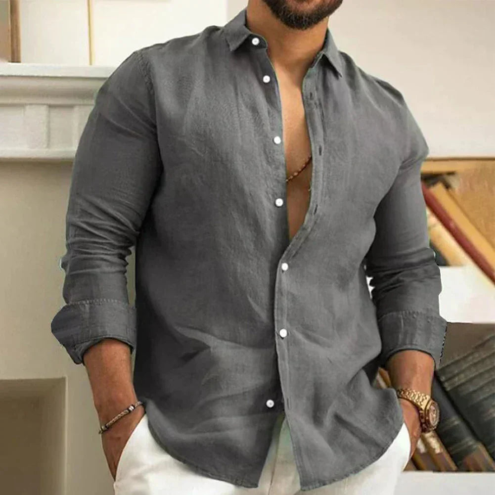 Casylin Linen Shirt For Men By Street-wave, Breathable Lightweight Summer Essential