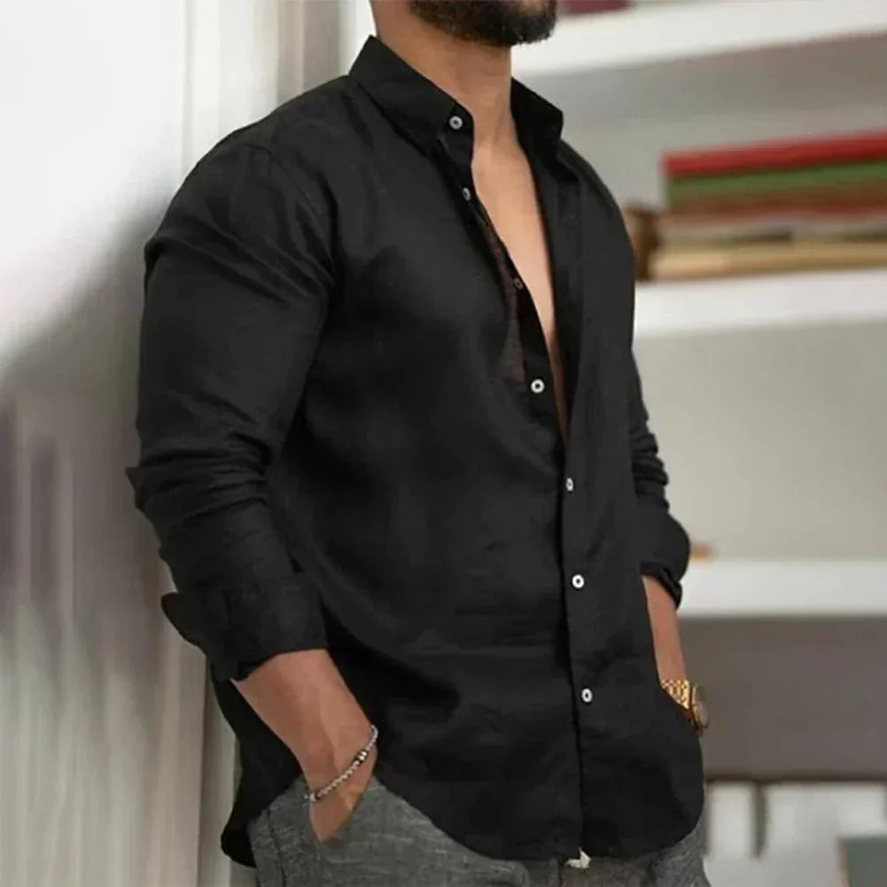 Casylin Linen Shirt For Men By Street-wave, Breathable Lightweight Summer Essential