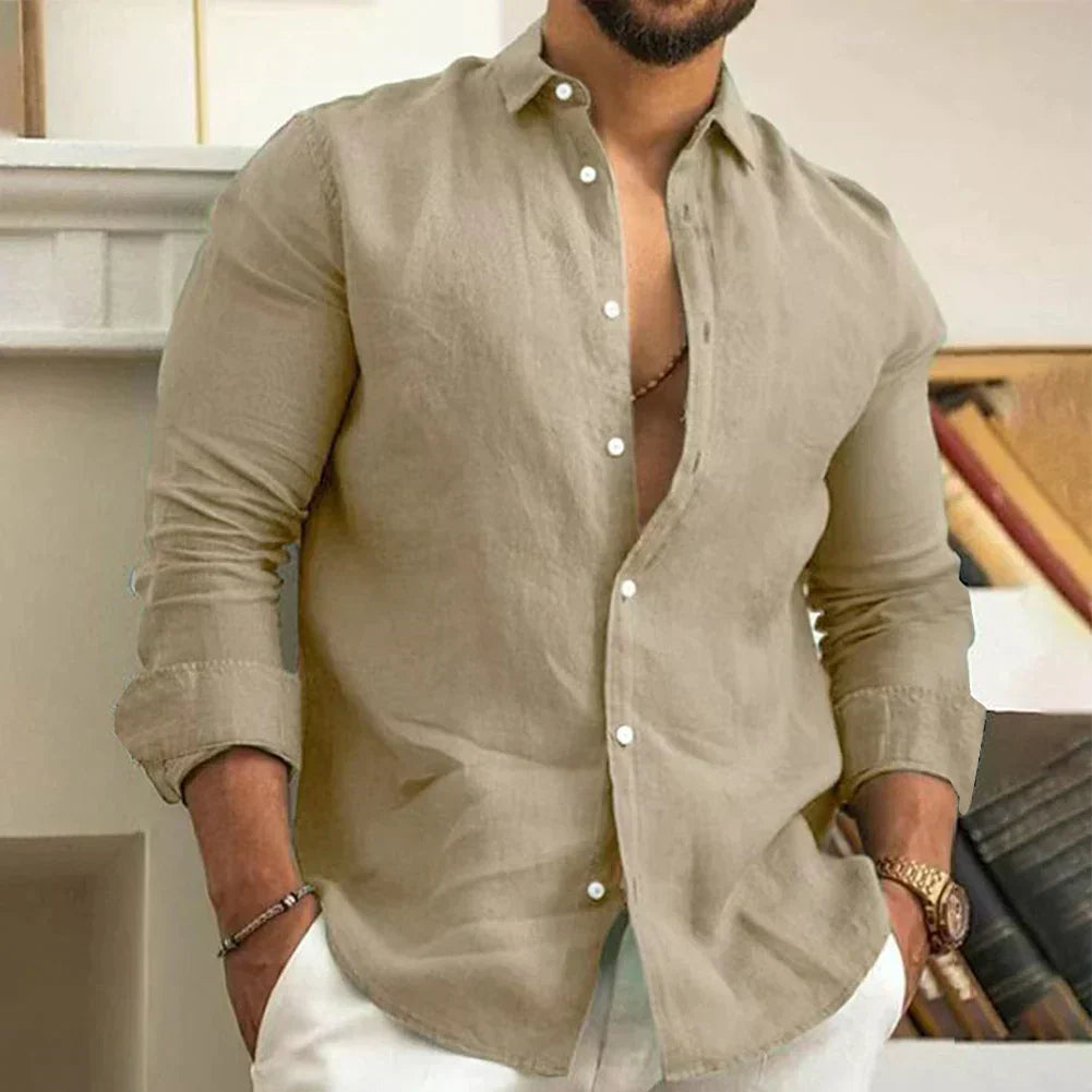 Casylin Linen Shirt For Men By Street-wave, Breathable Lightweight Summer Essential