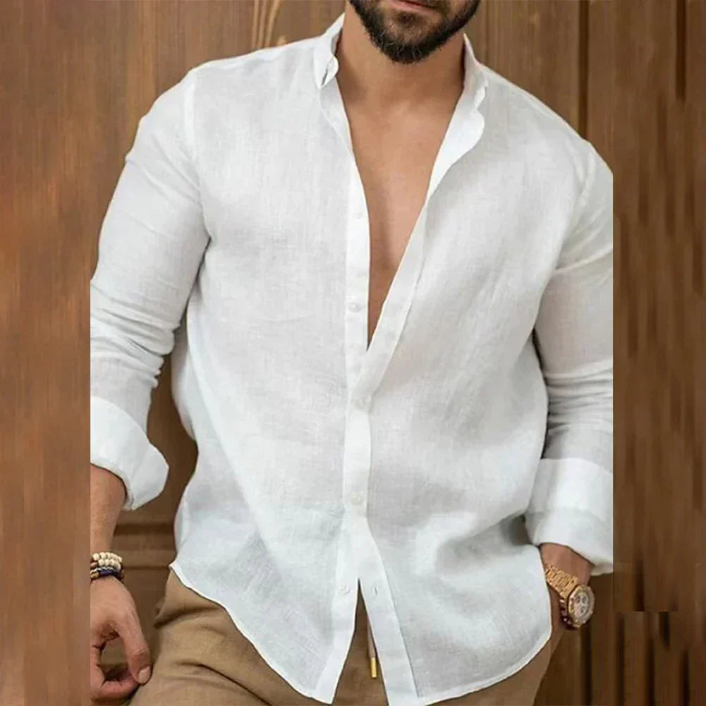 Casylin Linen Shirt For Men By Street-wave, Breathable Lightweight Summer Essential