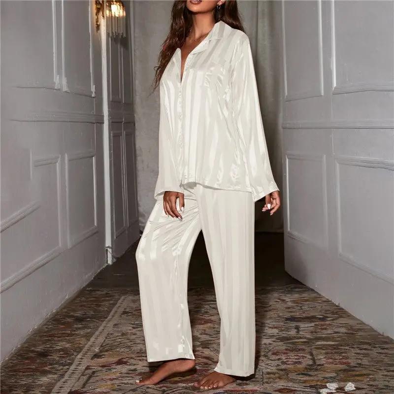 Street Wave Striped Pajama Set For Women Soft Breathable Comfort Sleepwear