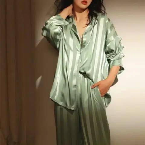 Street Wave Striped Pajama Set For Women Soft Breathable Comfort Sleepwear