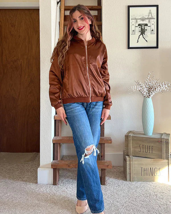 Street-wave Bomber Jacket With Pockets For Women Elegant Classic Design Timeless Versatile Outerwear