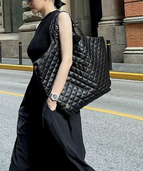 Sac à main élégant en peau de mouton noire, polyvalent et durable - Street-Wave