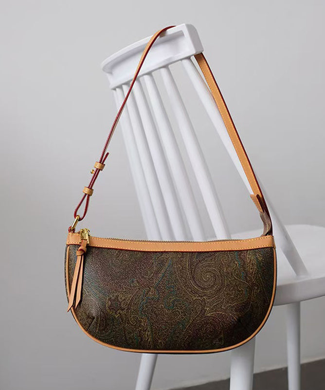 Sac hobo élégant en cuir jacquard marron solide et durable - Street-Wave